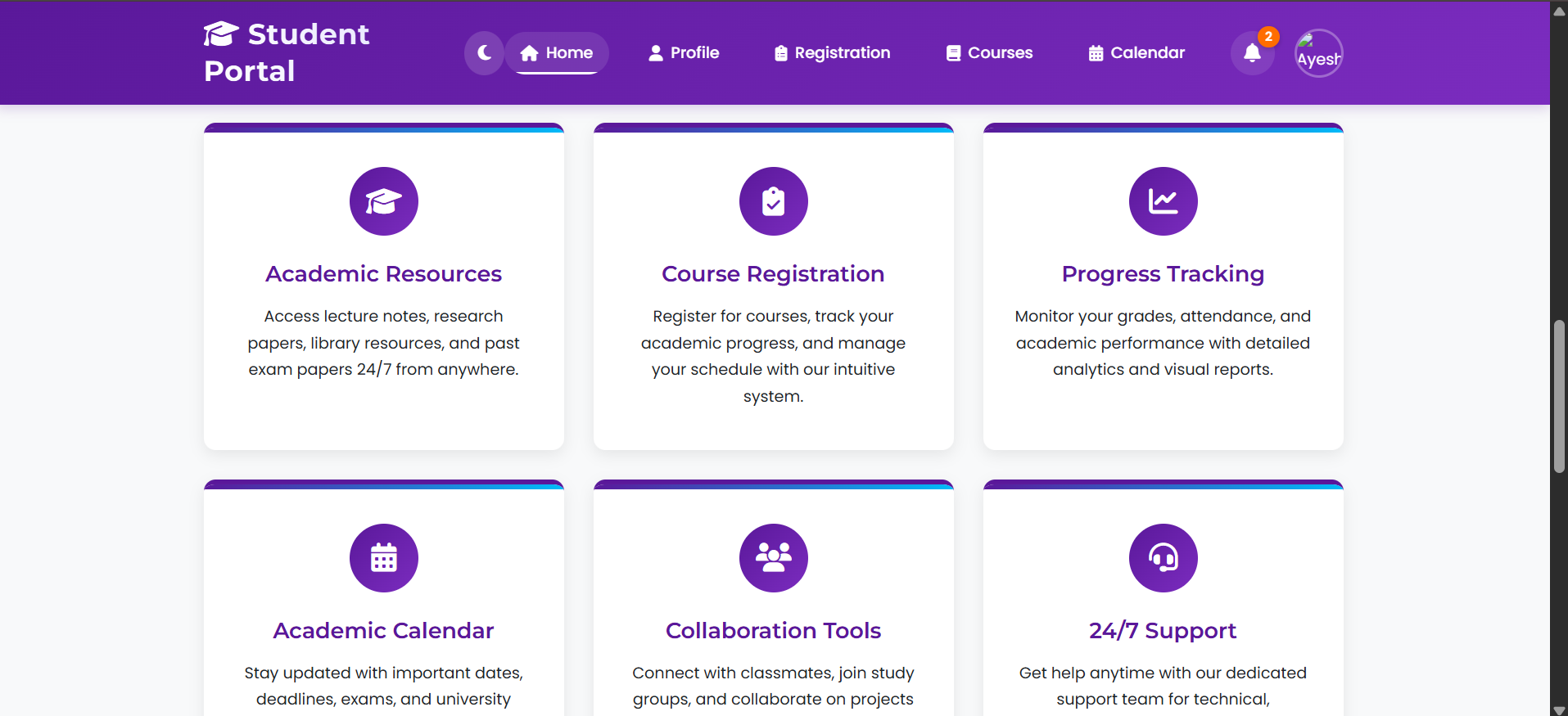 Student Portal Homepage